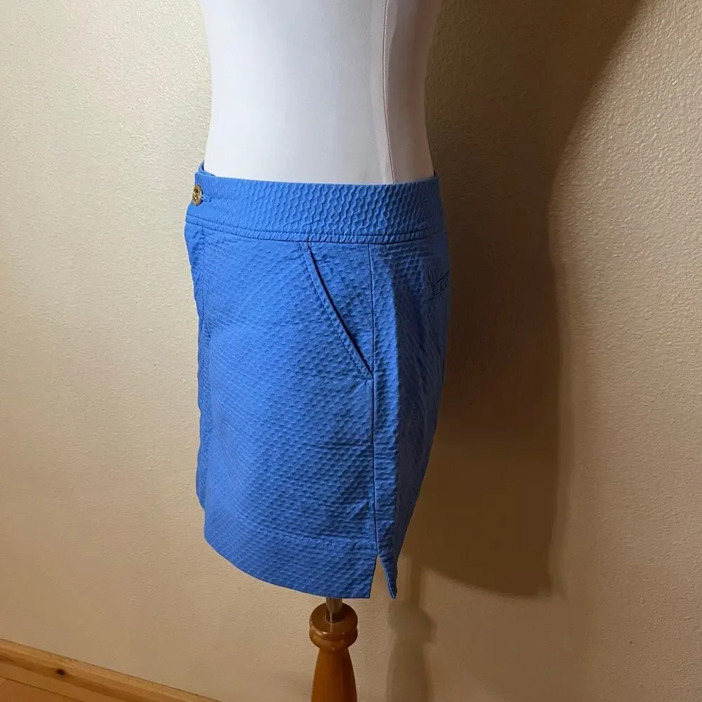Lilly Pulitzer blue Nicki textured cotton skort skirt with shorts WOMENS 6